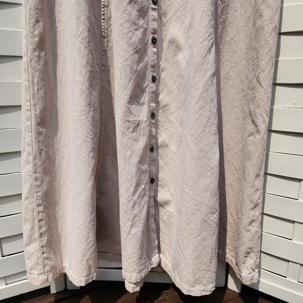 Vintage Eileen Fisher Cotton Tencel Button Front A-line Back Tie Maxi Dress - Picture 11 of 12